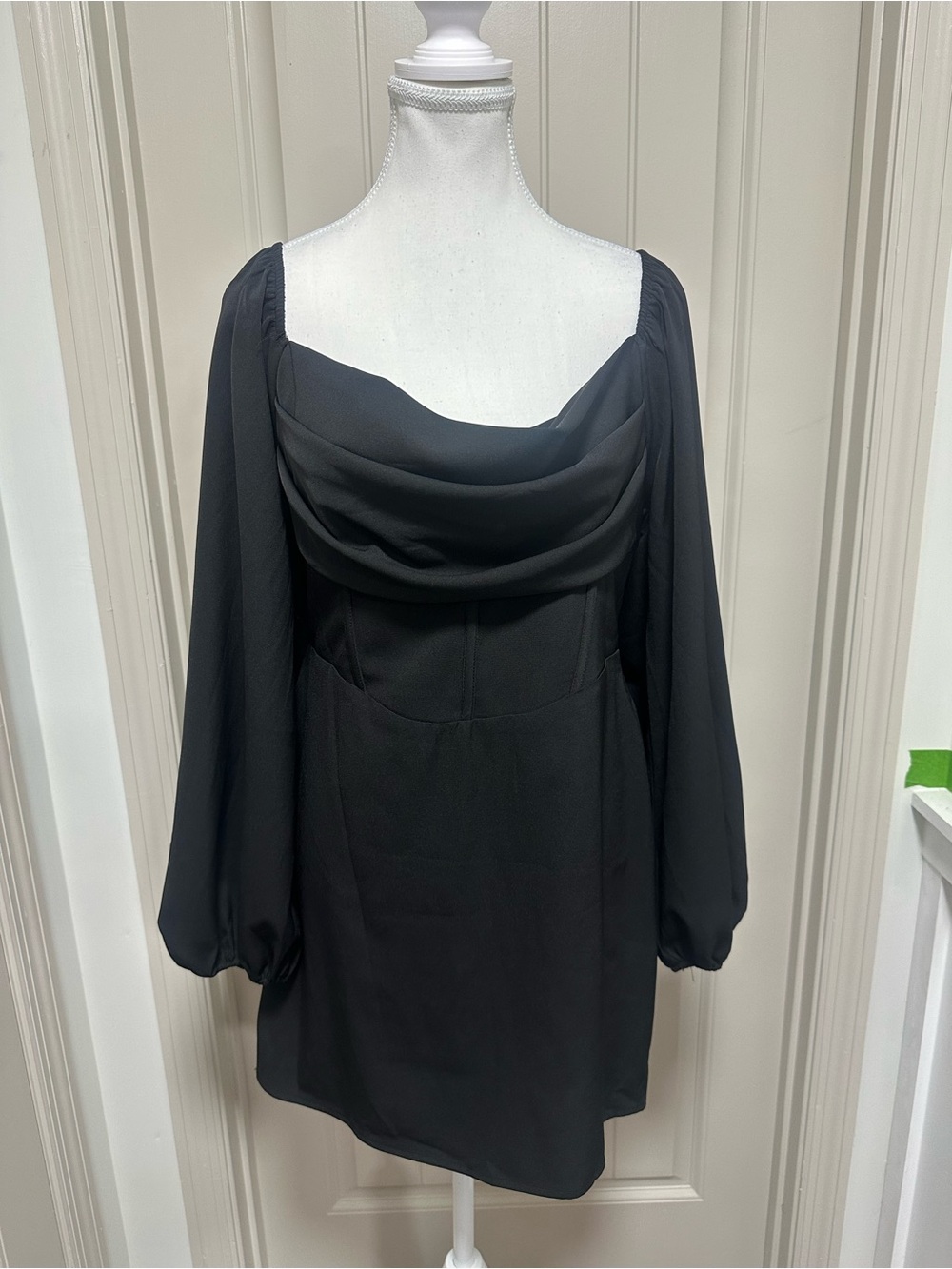 Princess Polly Black corset Draped Neck Mini Dress